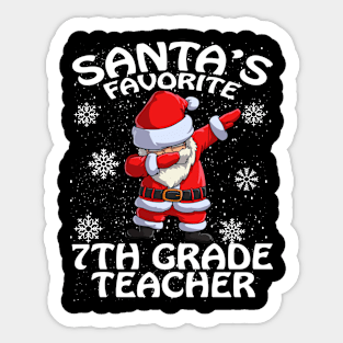 Santas Favorite 7Th Grade Teacher Christmas Sticker